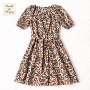 Faherty Women's Linen Tie Front Dress - Balloon Sleeves - Size XS - Floral